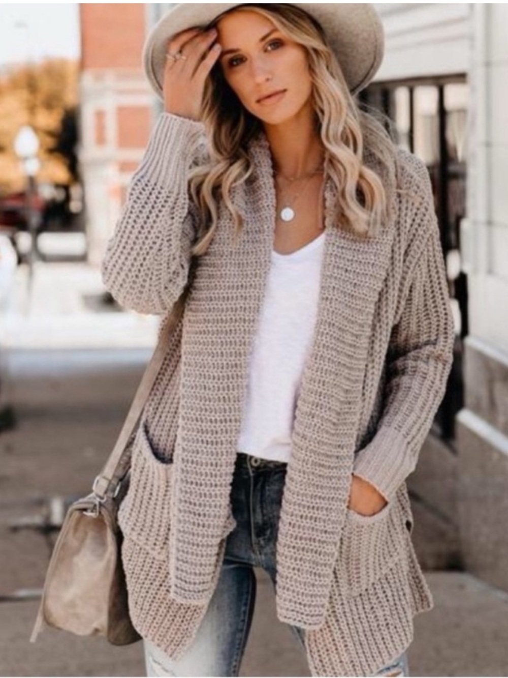 Vici Grey Chenille Pocketed Cardigan